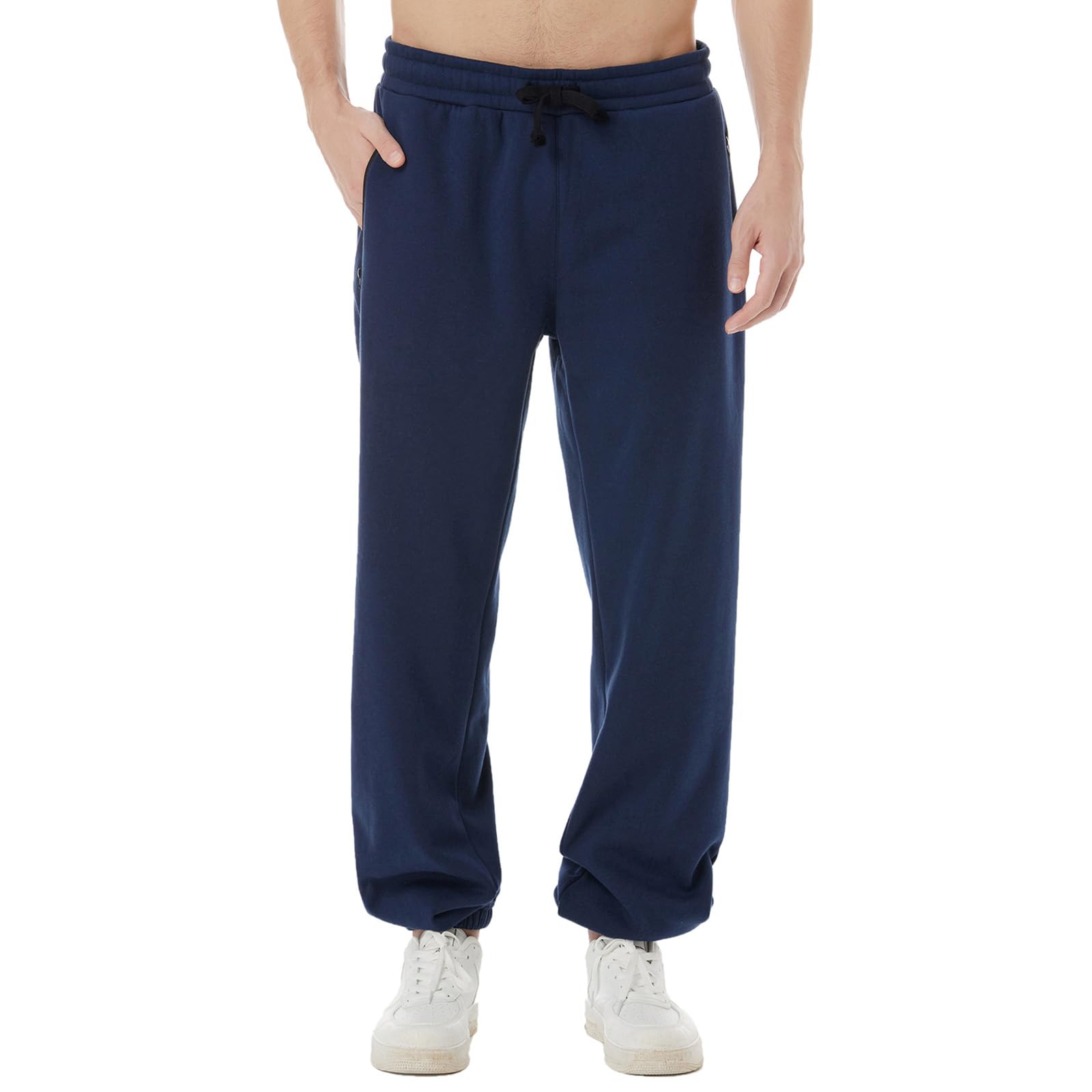 Men's Fleece Lined sweatpants with Zipper Pockets