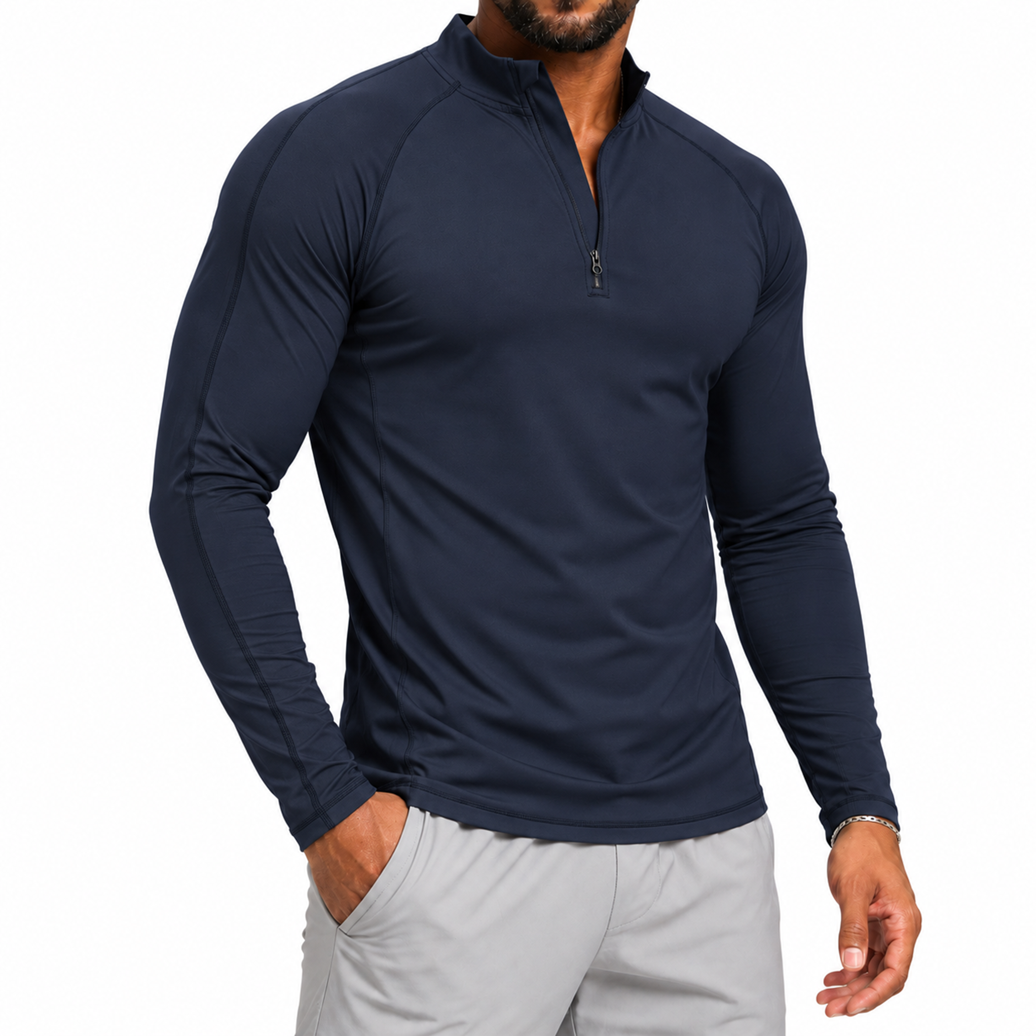 Men's 1/4 Zip Long Sleeve Quick Dry Performance Shirt