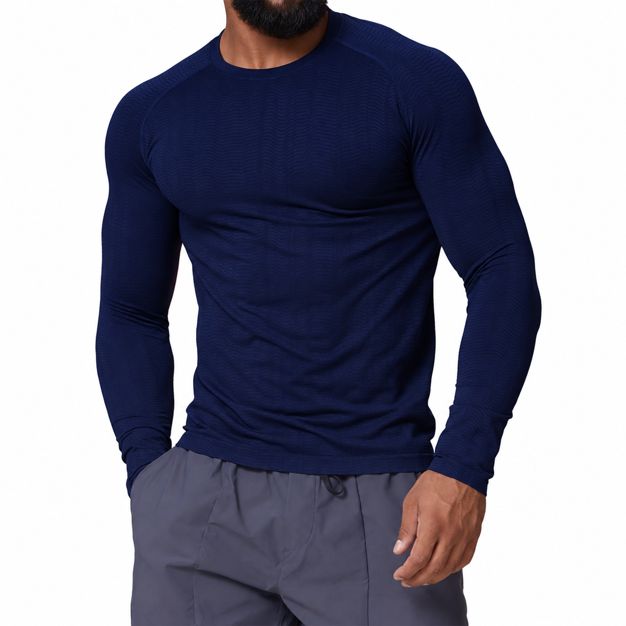 Men's Seamless Jacquard Long Sleeve Performance Shirt