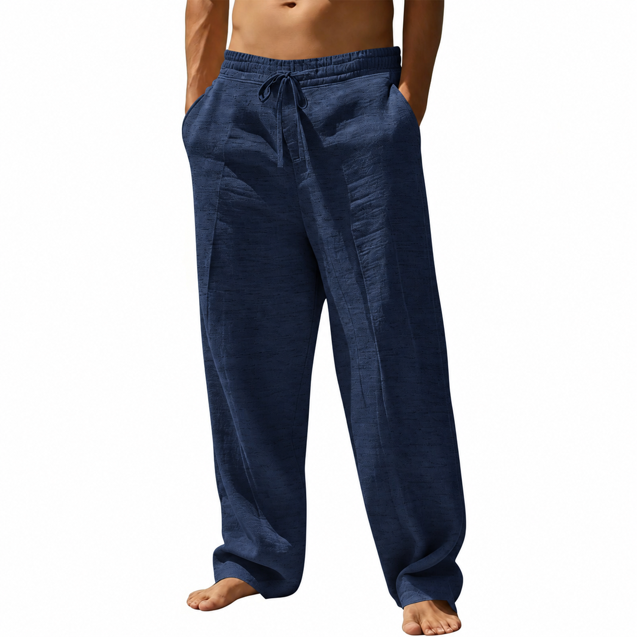 Men's Casual Linen Drawstring Pants with Pockets