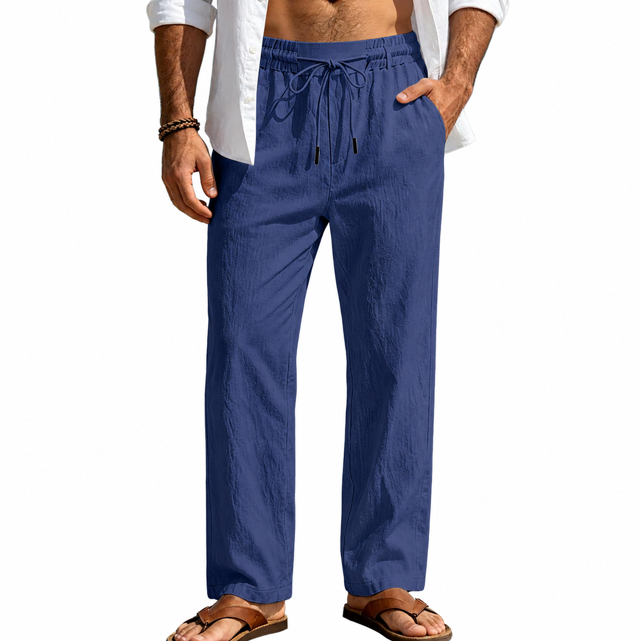 Men's Washed Linen Drawstring Pants