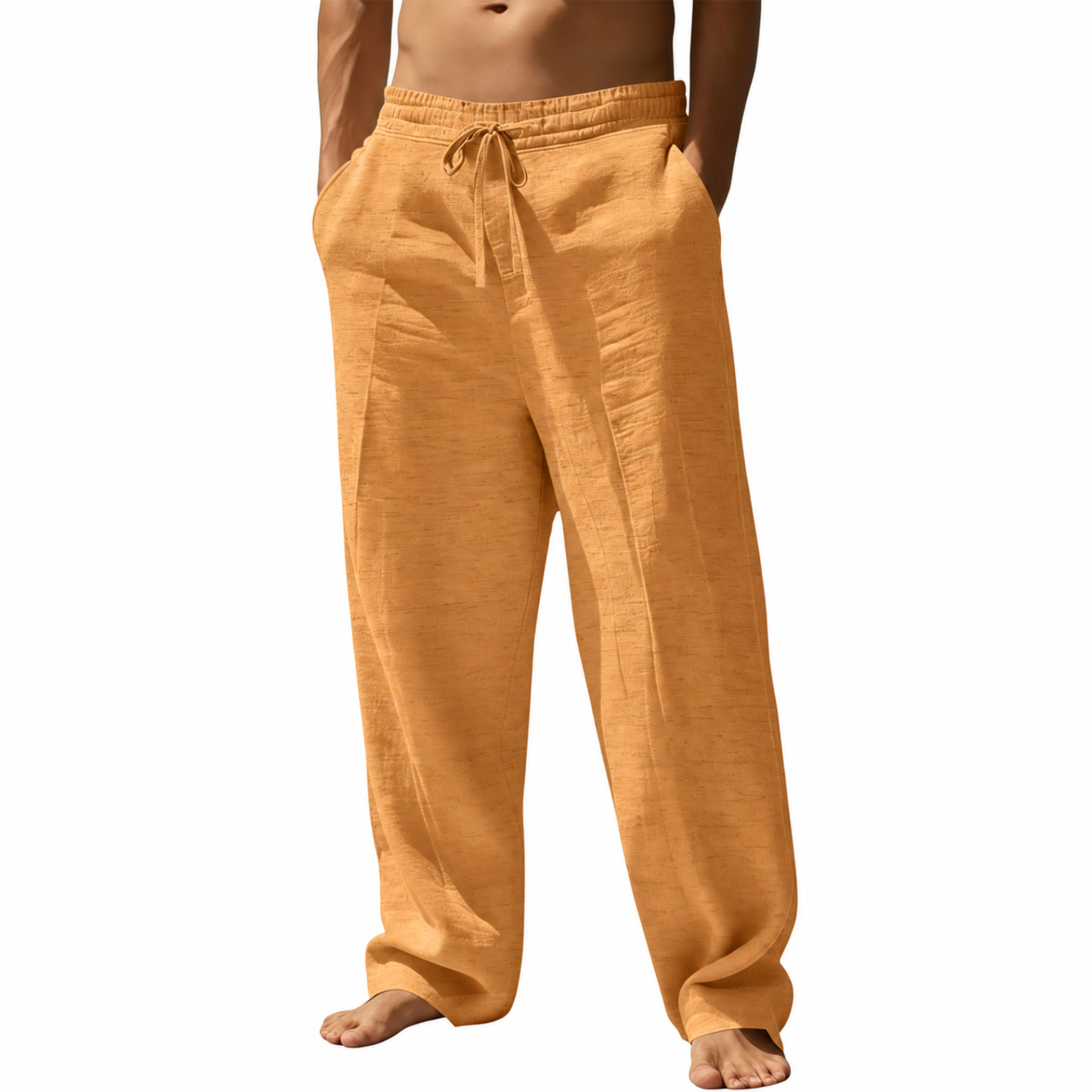 Men's Casual Linen Drawstring Pants with Pockets