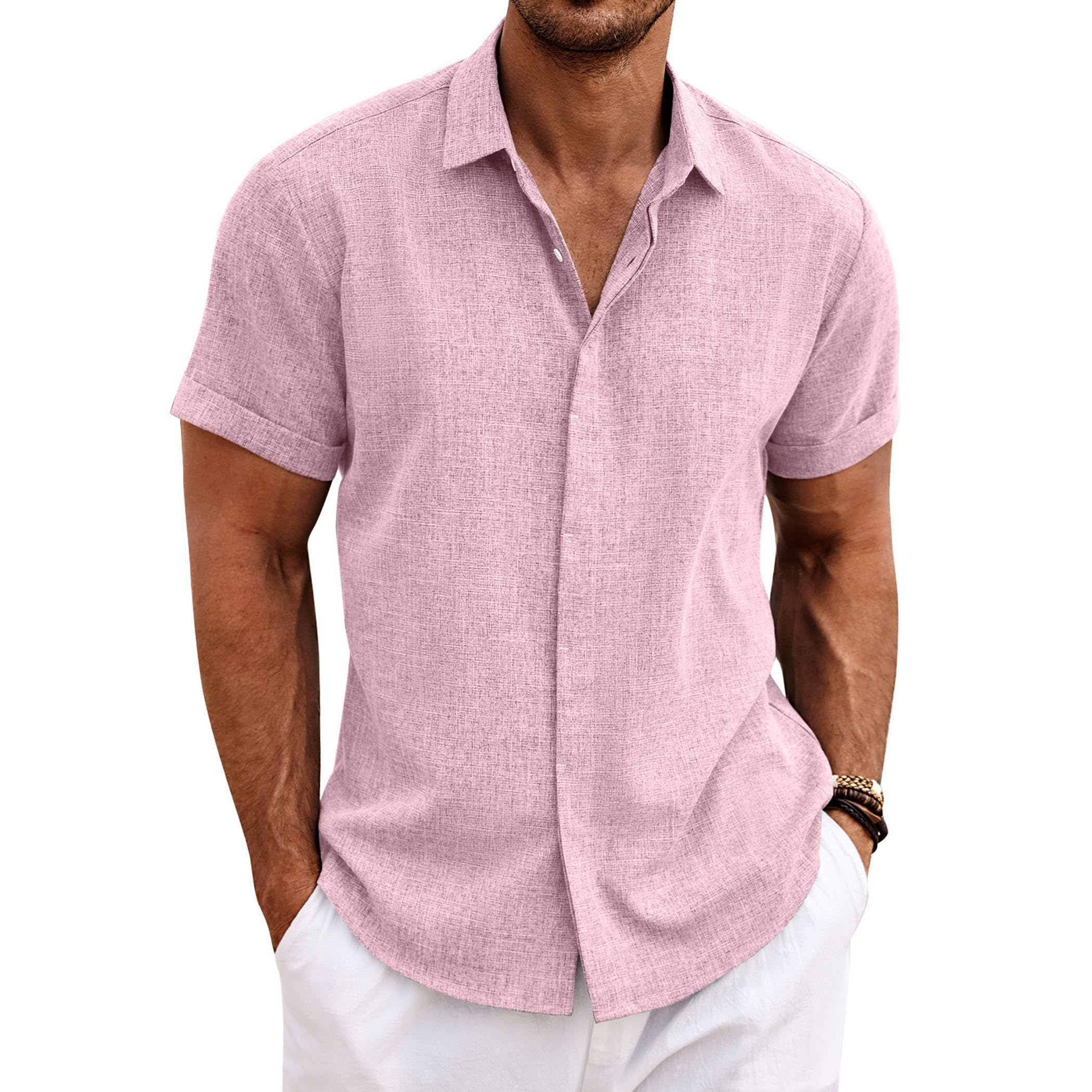 Men's Linen Short Sleeve Button Down Shirt