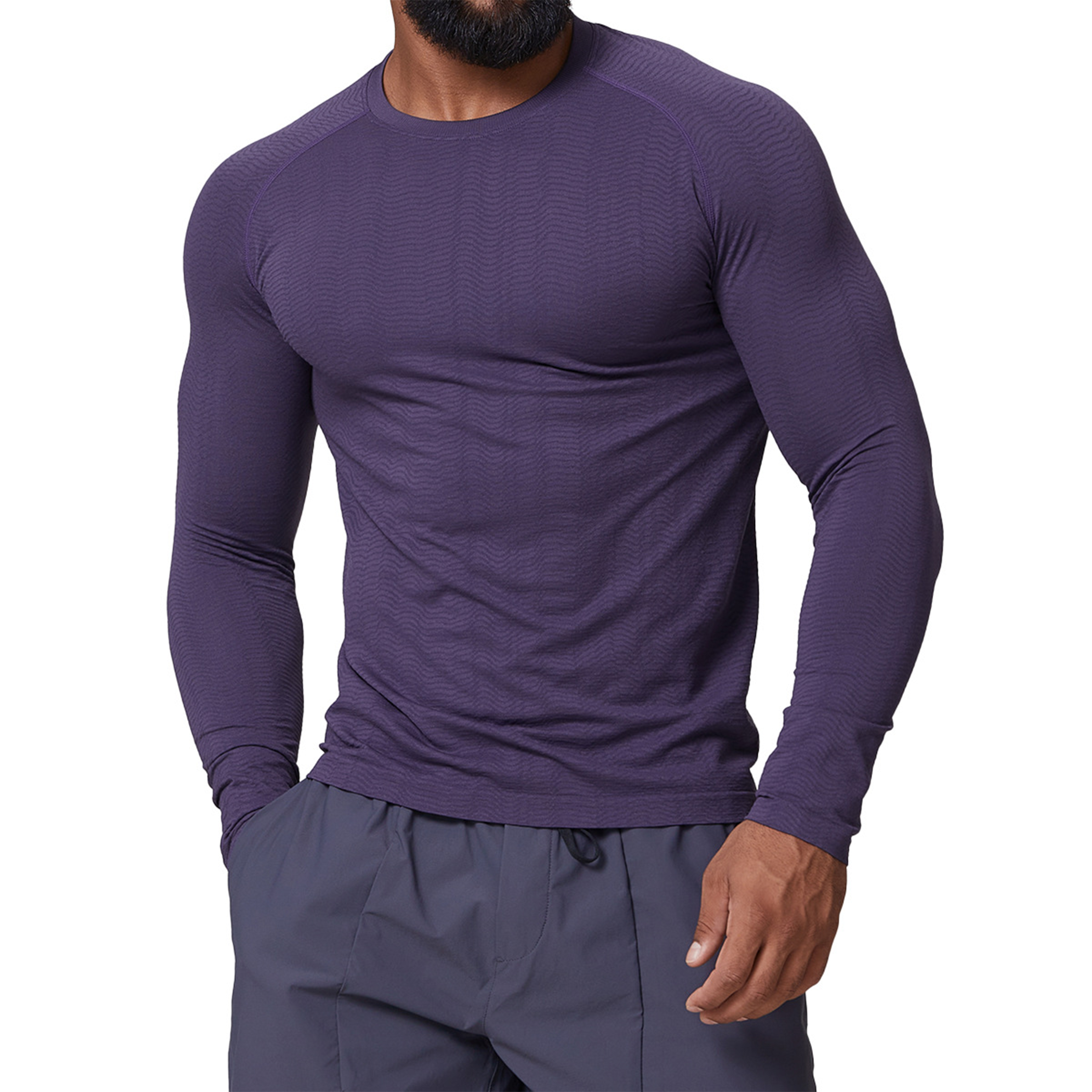 Men's Seamless Jacquard Long Sleeve Performance Shirt