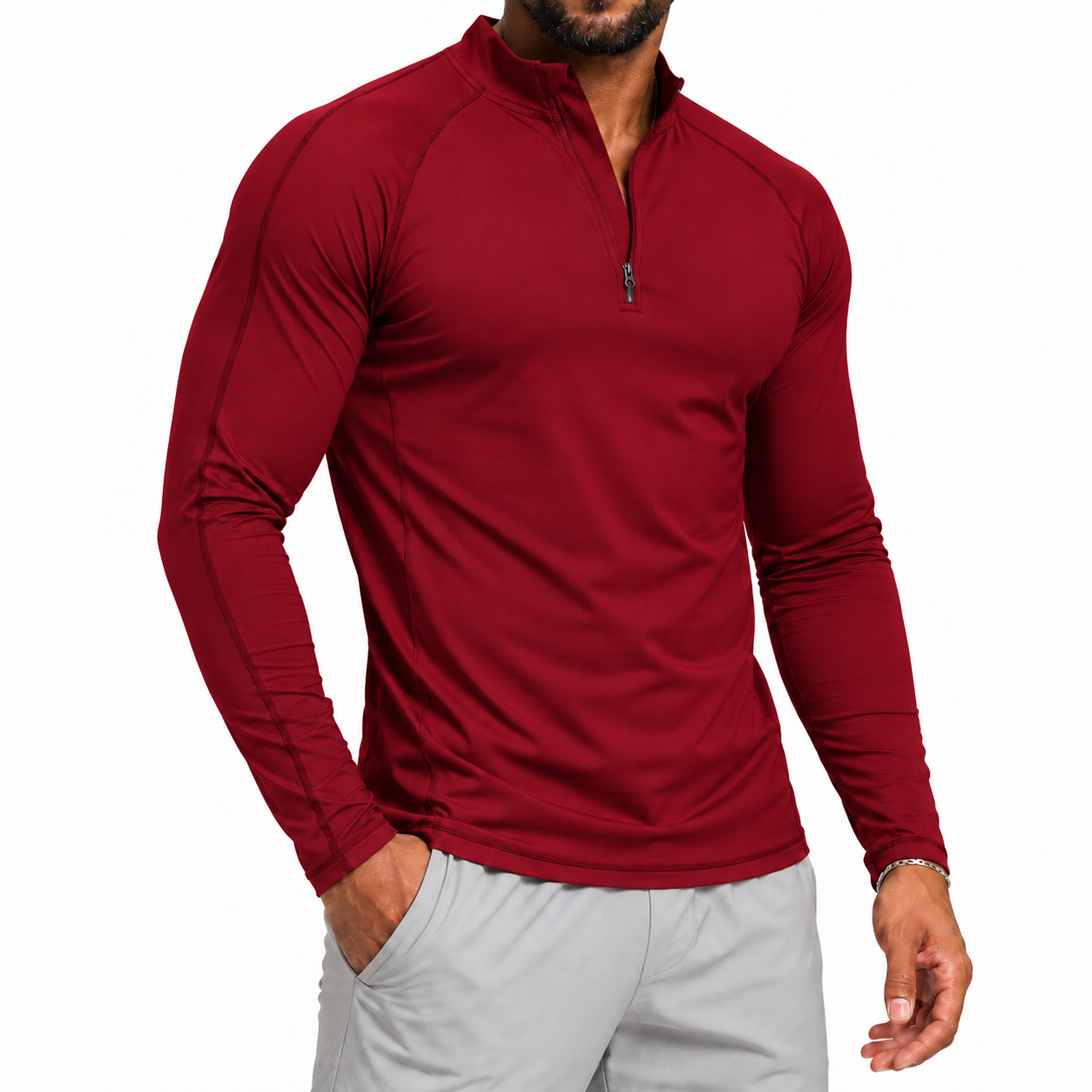 Men's 1/4 Zip Long Sleeve Quick Dry Performance Shirt