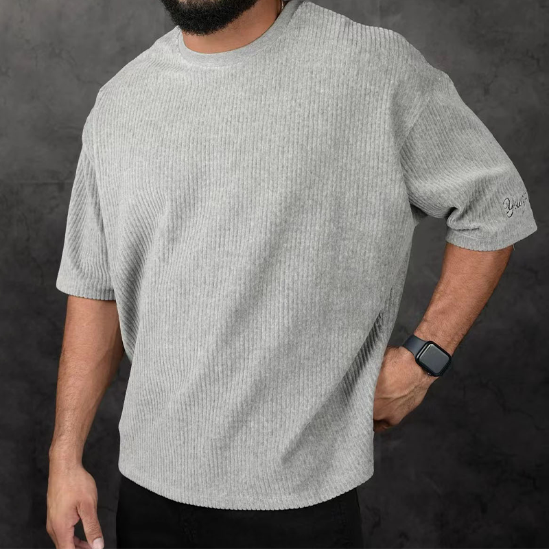 Men's Crew Neck Textured Street Vacation Short Sleeve T-Shirt