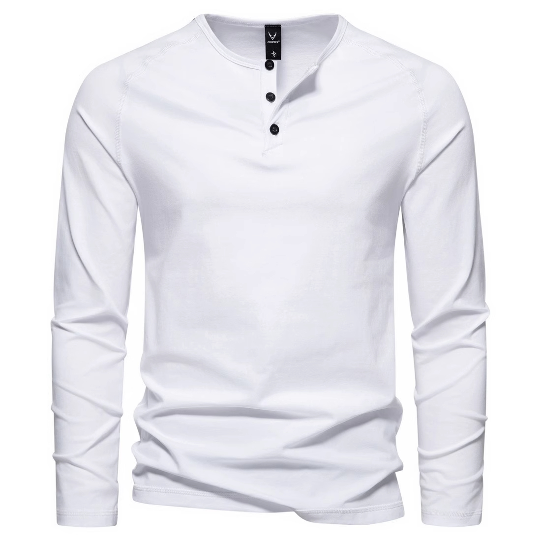 Men's Solid Color Casual Long Sleeve Henley T-shirt