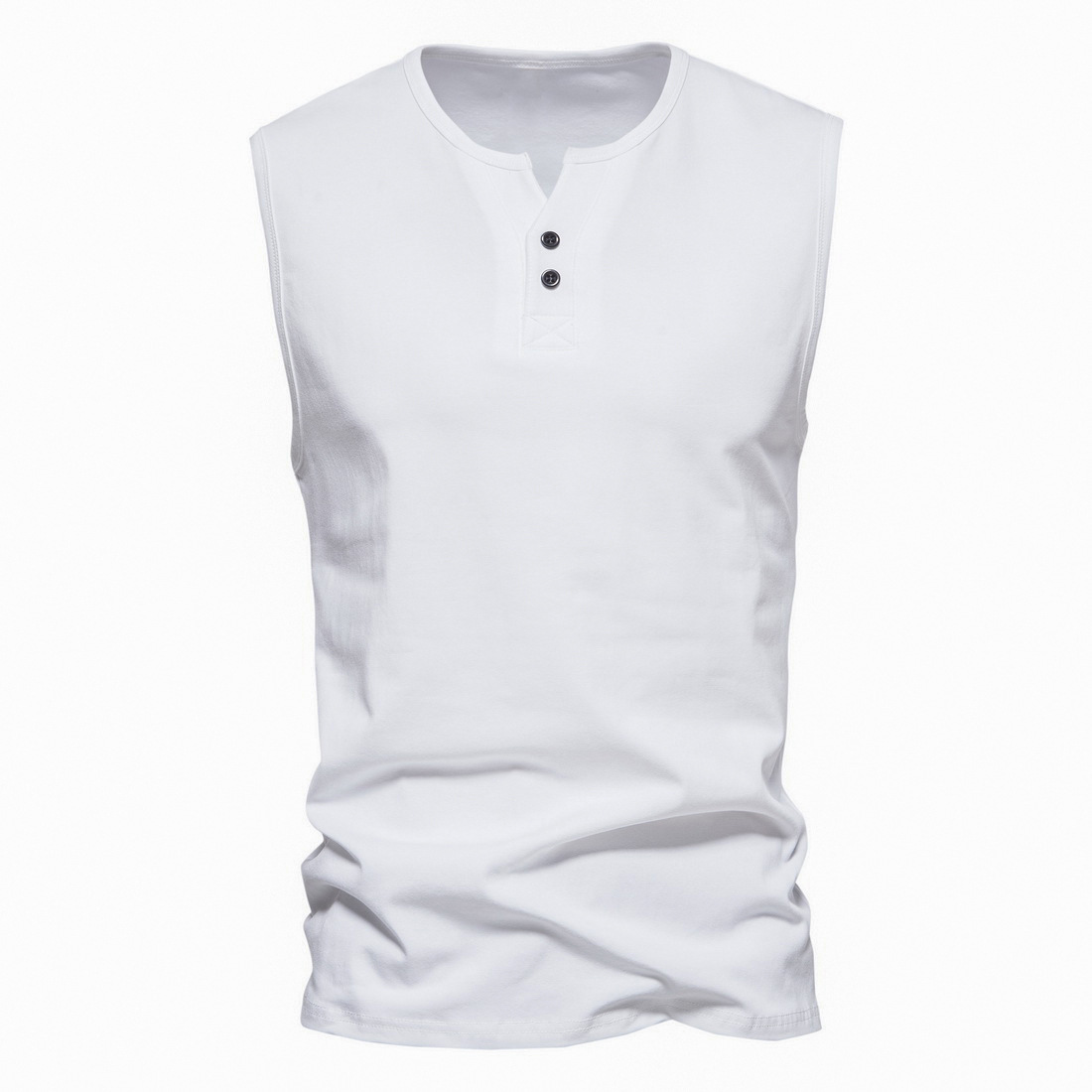 Men's Summer Sleeveless Henley Neck Tank Top Base Shirt