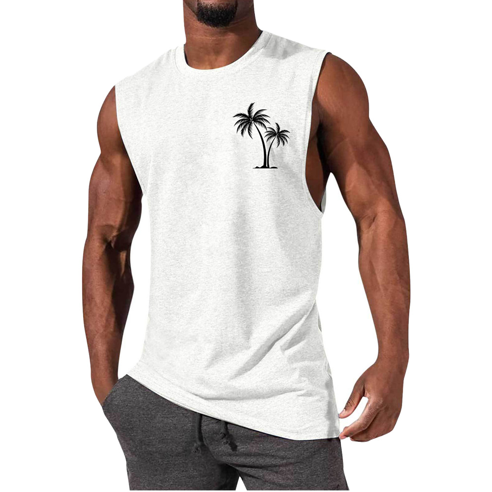 Men's Coconut Tree Print Muscle Leisure Sports Vest