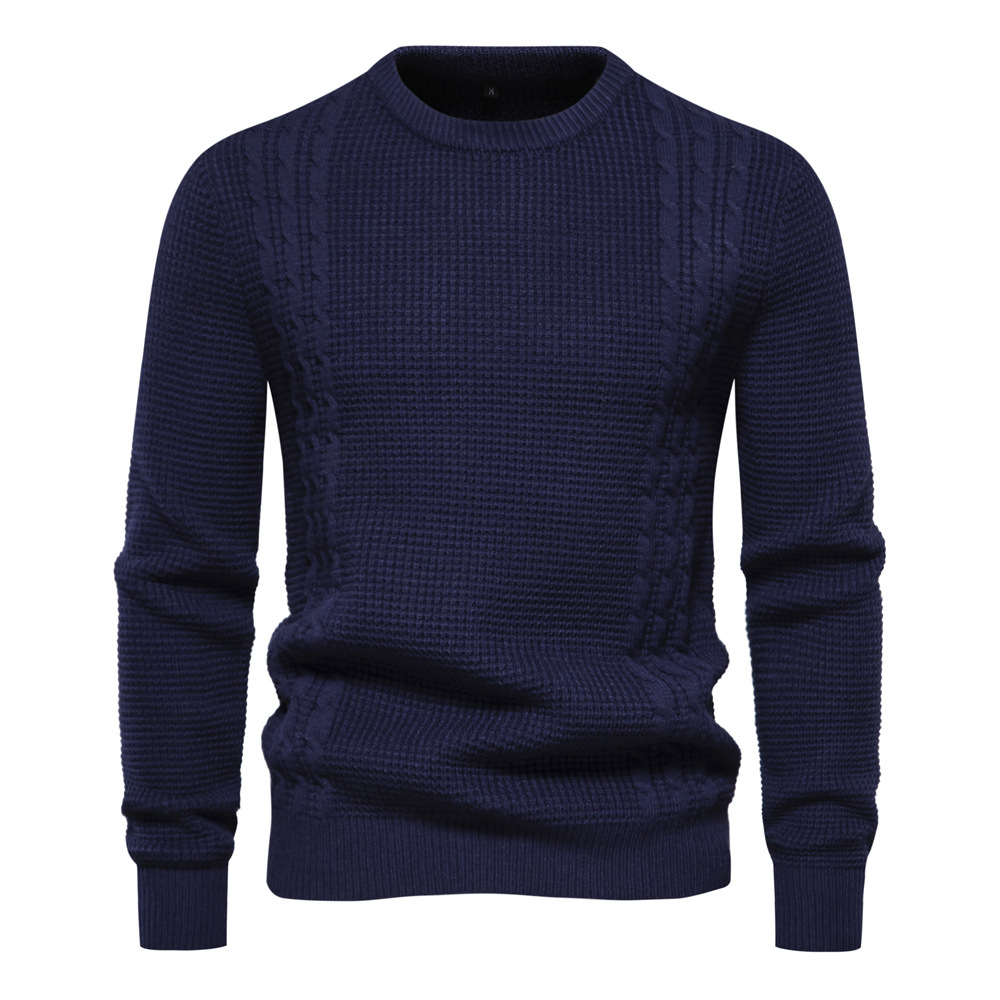 Men's Casual Warm Slightly Stretch Crew Neck Pullover Sweater