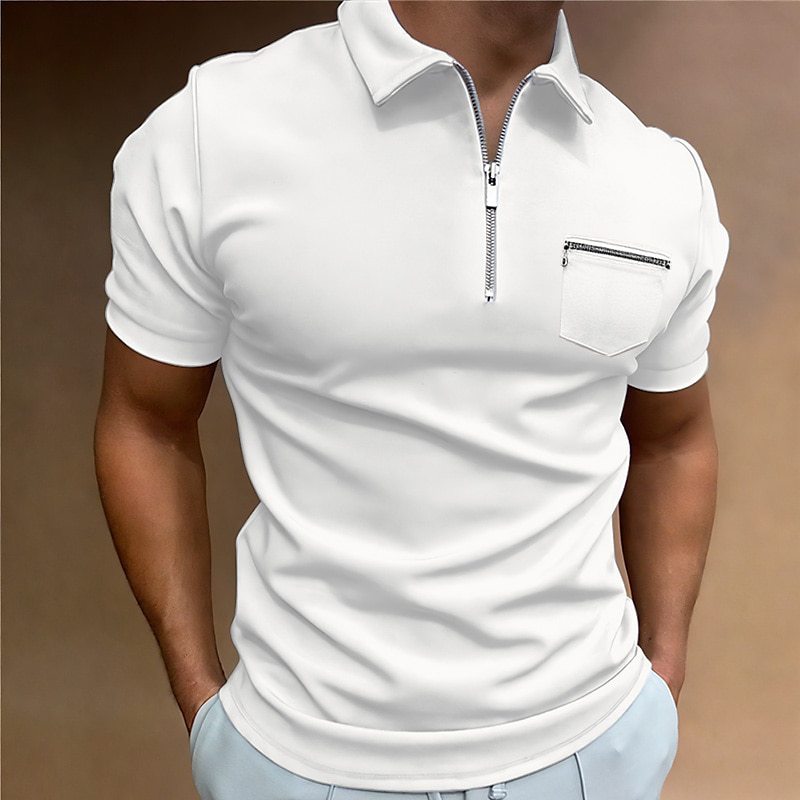 Men's Button Pocket Henley Athletic Polo Shirt