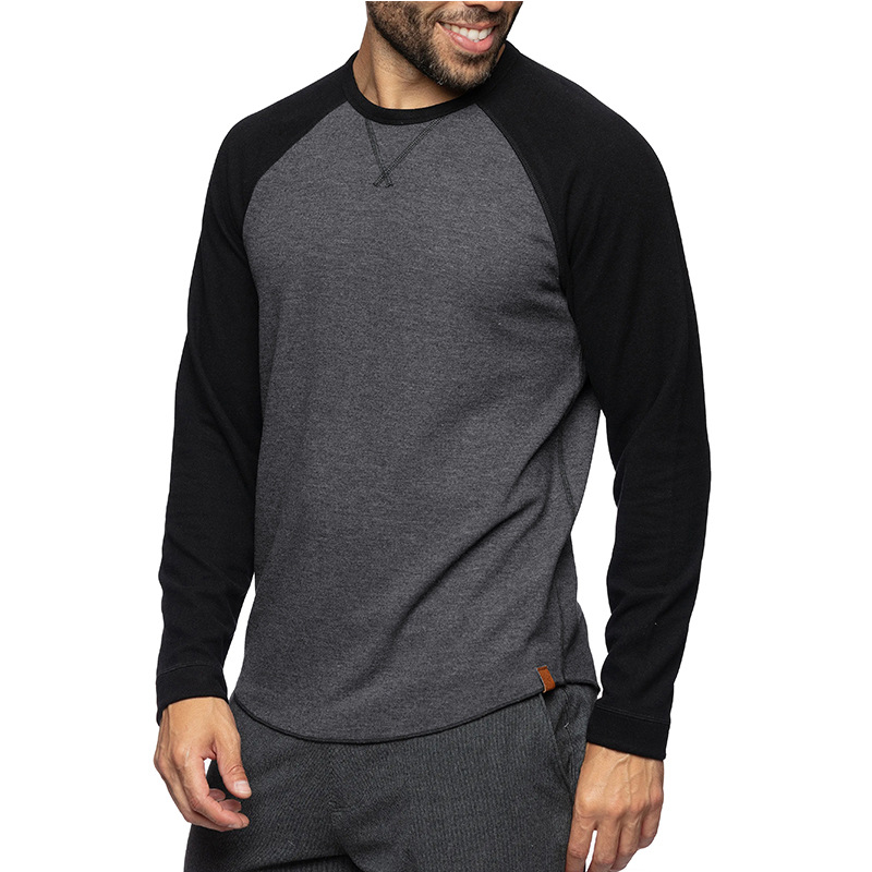 Men's Long Sleeve Crew Neck Color Block Pullover Sweatshirt