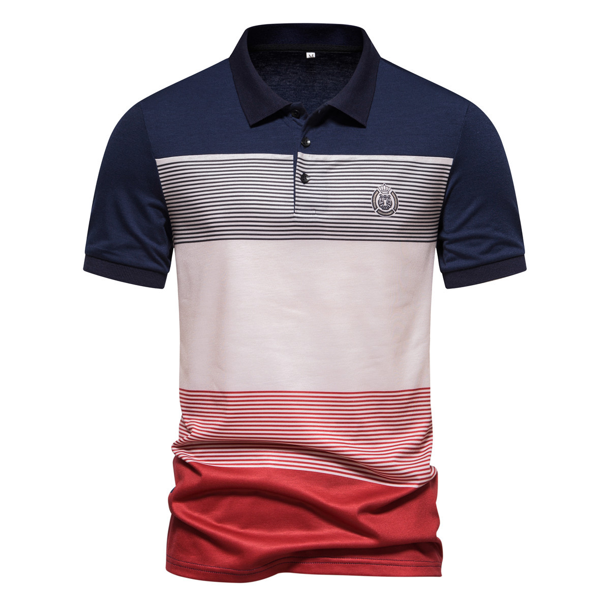 Men's Color Block Cotton Polo Shirt