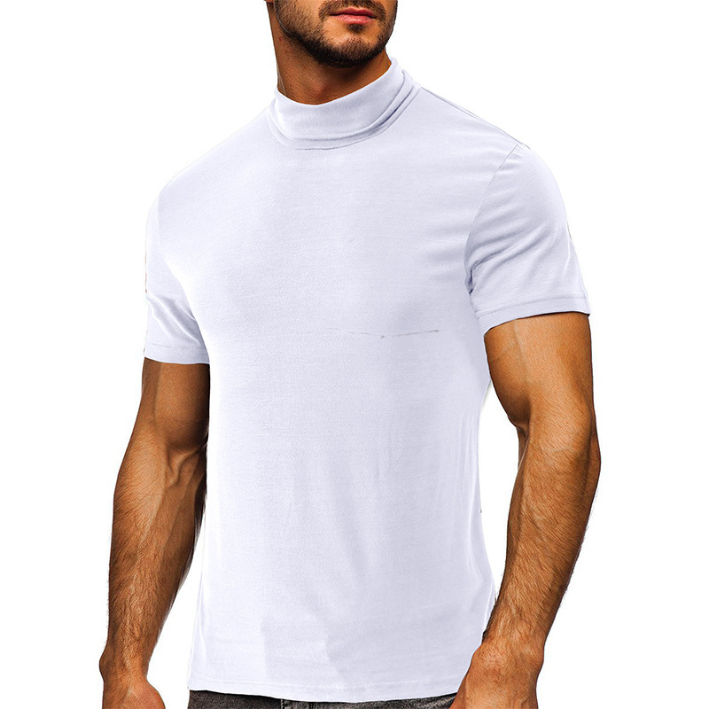 Men's Short Sleeve Base T-shirt with Mid-high Collar