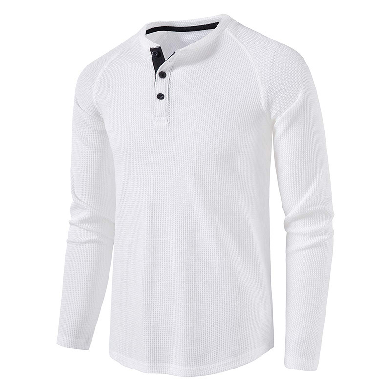 Men's Solid Color Long Sleeve Henley Shirts