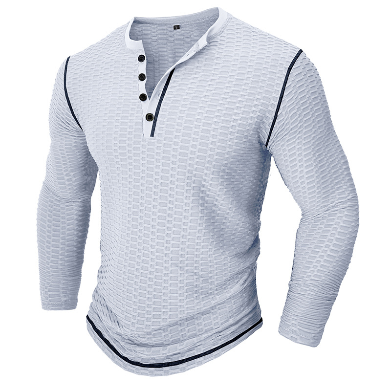 Men's Athletic Breathable Long Sleeve Henley T-shirt
