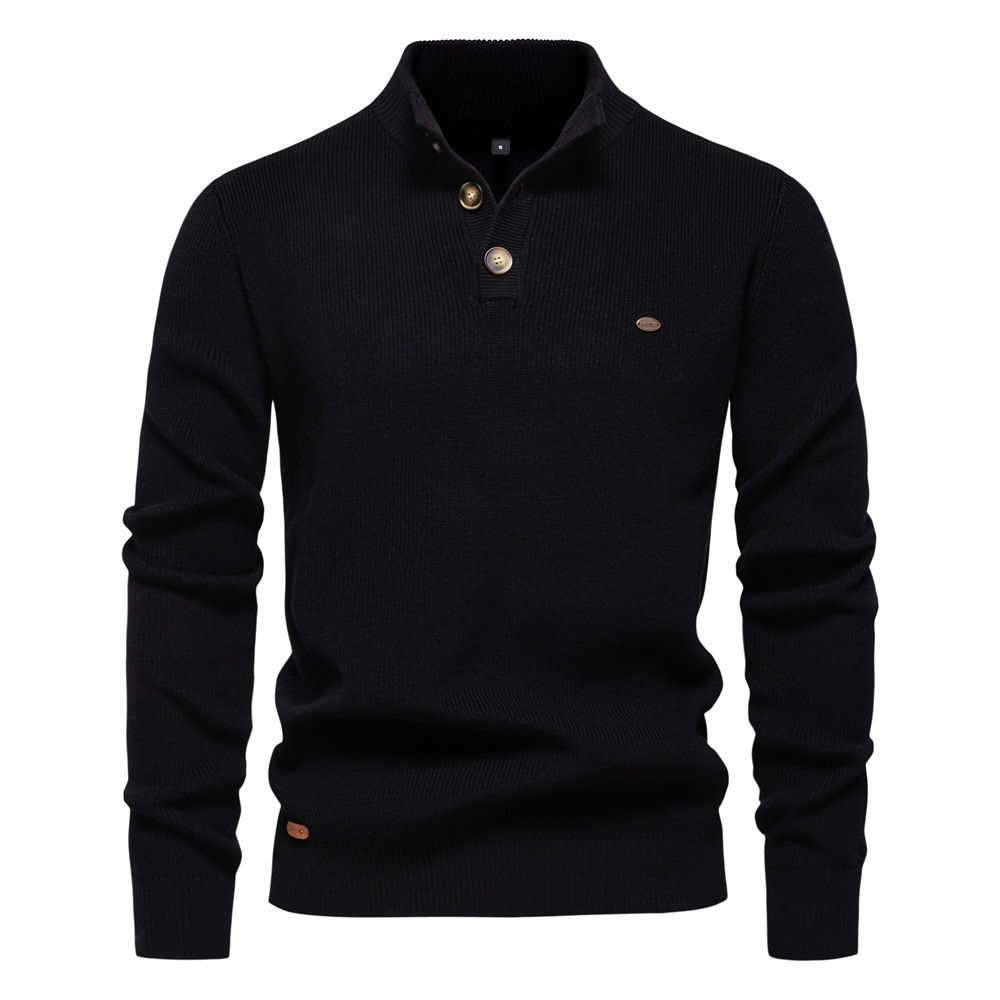 Men's Half-Zip Pullover Sweater - Long Sleeve Mock Neck Solid Color Casual Top