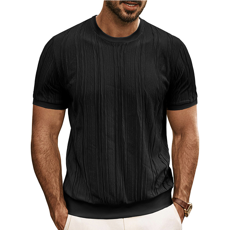 Men's Jacquard Knit Crew Neck T-Shirt