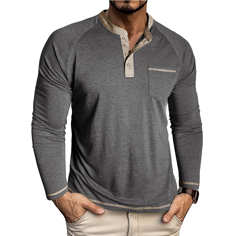 Men’s Colorblock Long Sleeve Henley Shirt