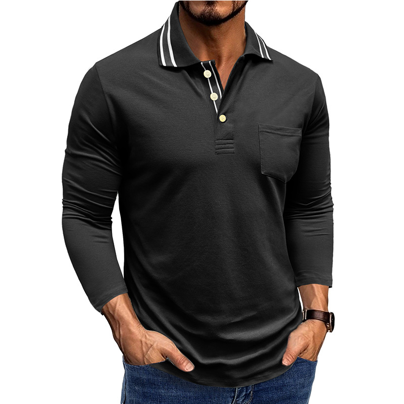 Men’s Cotton Long Sleeve Polo Shirt