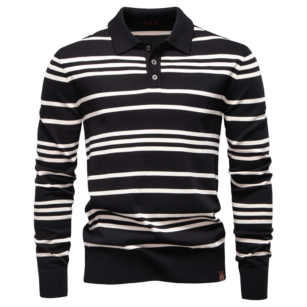 Men’s Striped Knit Polo Sweater