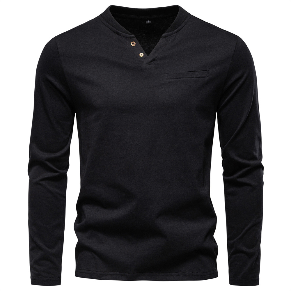 Men’s Cotton V-Neck Long Sleeve T-Shirt