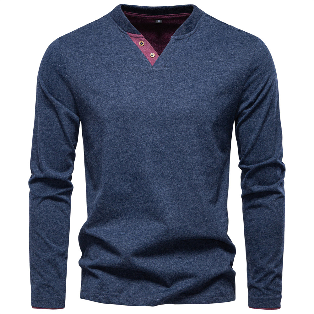 Men’s Cotton V-Neck Long Sleeve T-Shirt