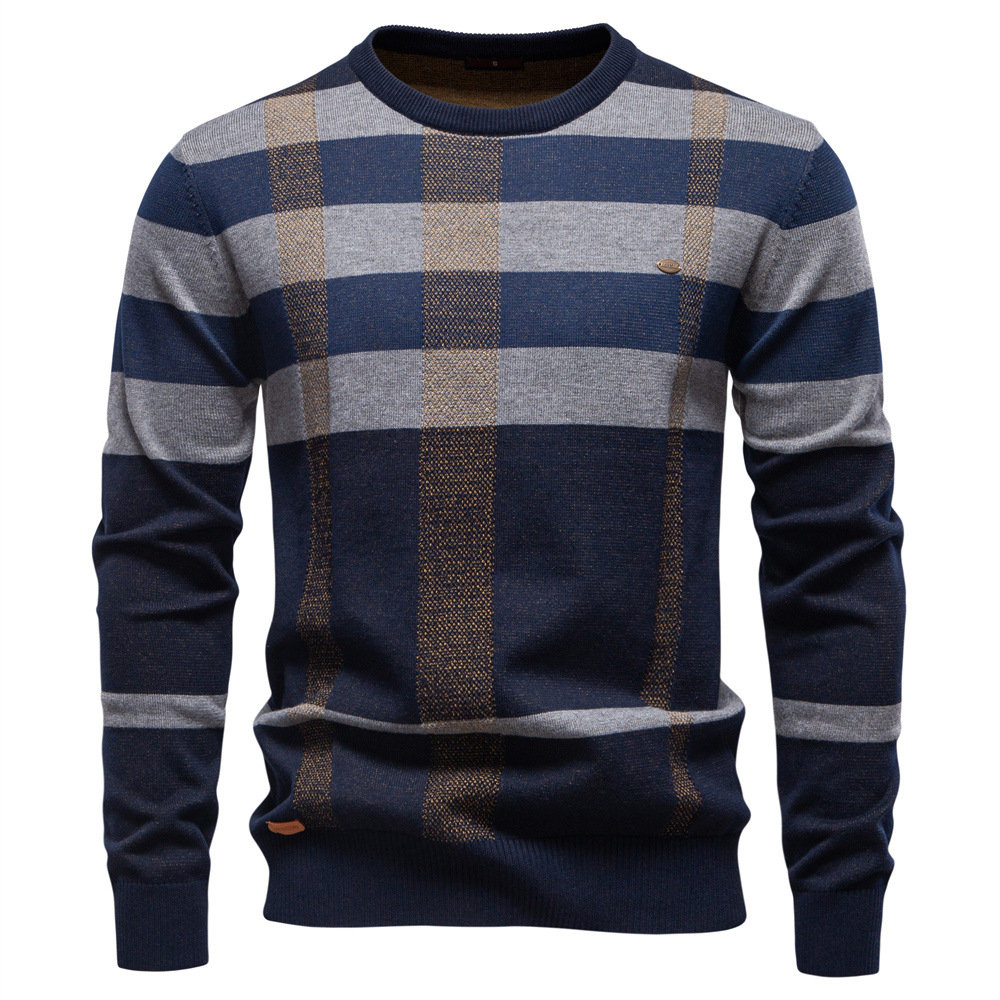 Men’s Plaid Knit Crewneck Sweater