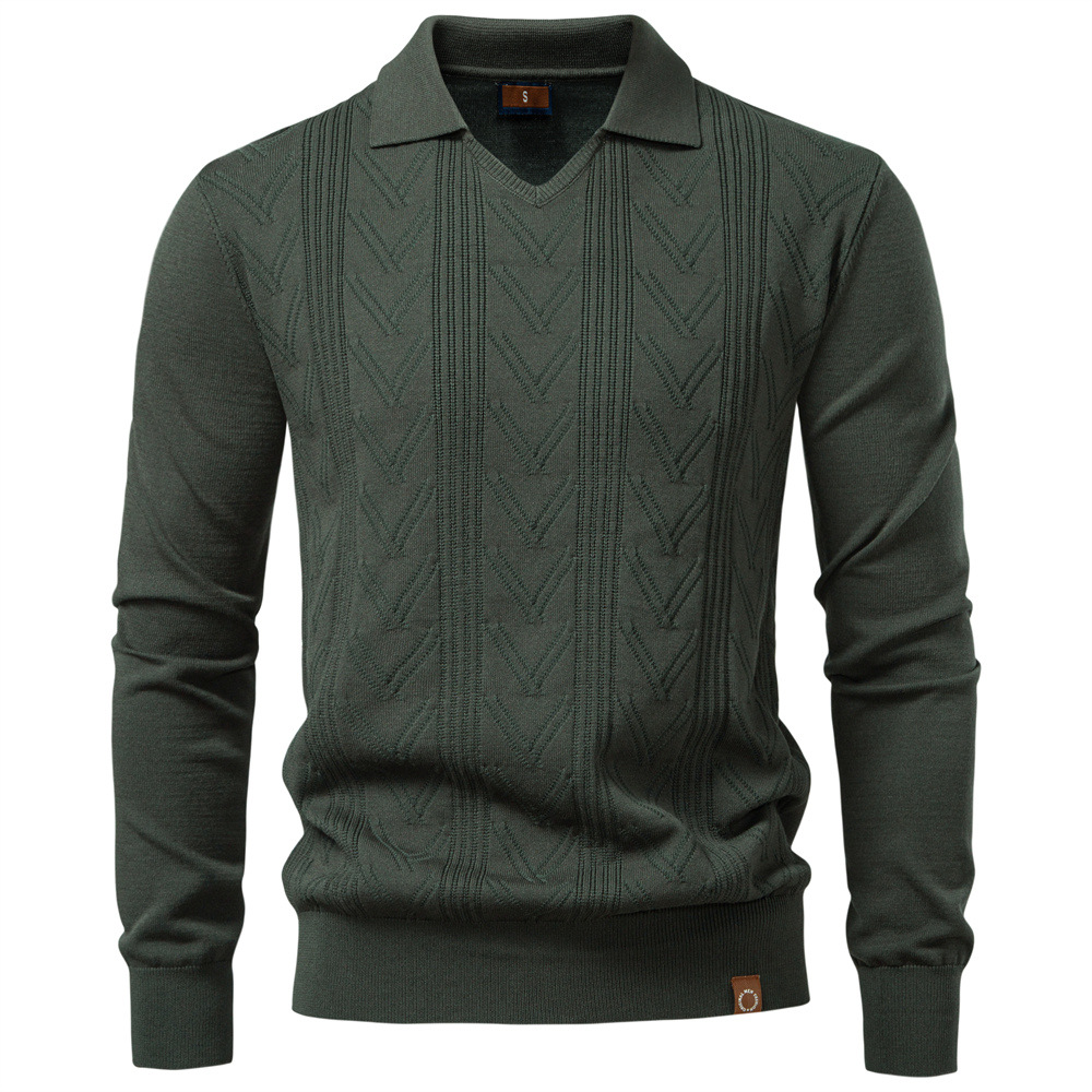 Men’s V-Neck Textured Knit Sweater