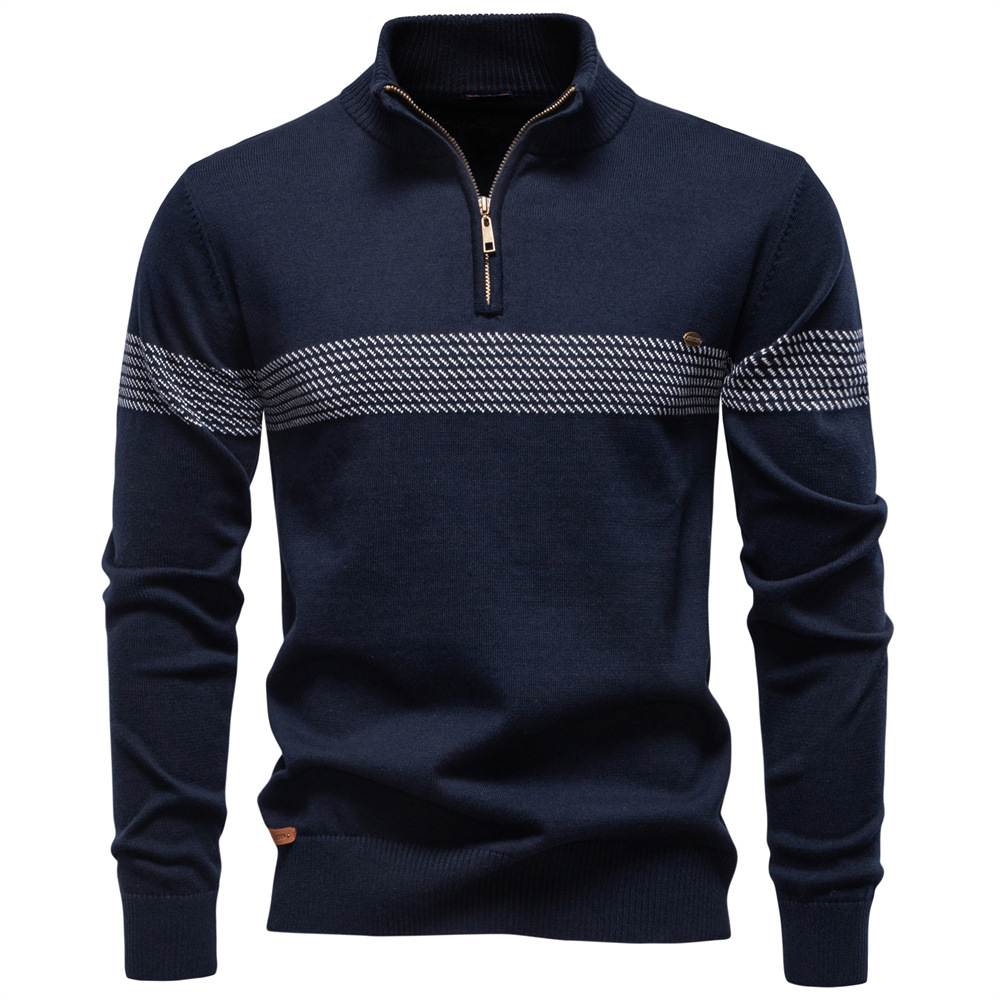 Men’s Half-Zip Mock Neck Cotton Sweater