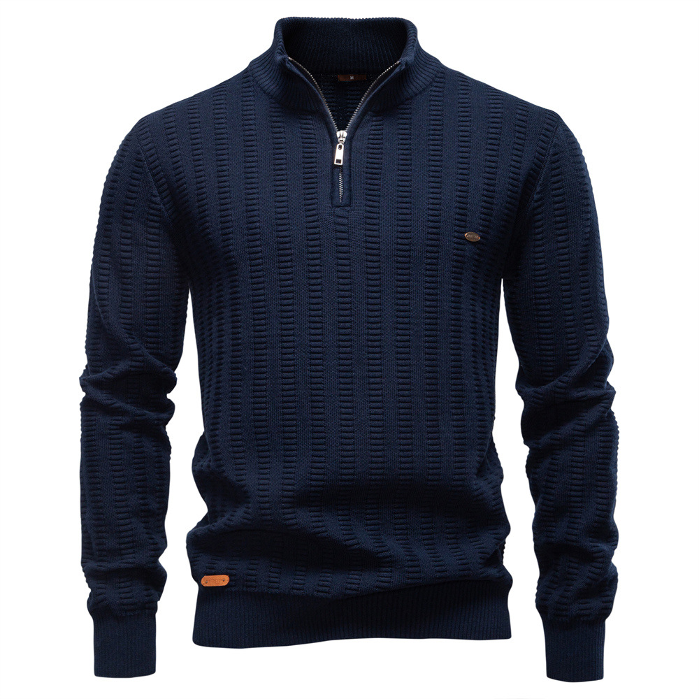 Men’s Half-Zip Striped Knit Sweater