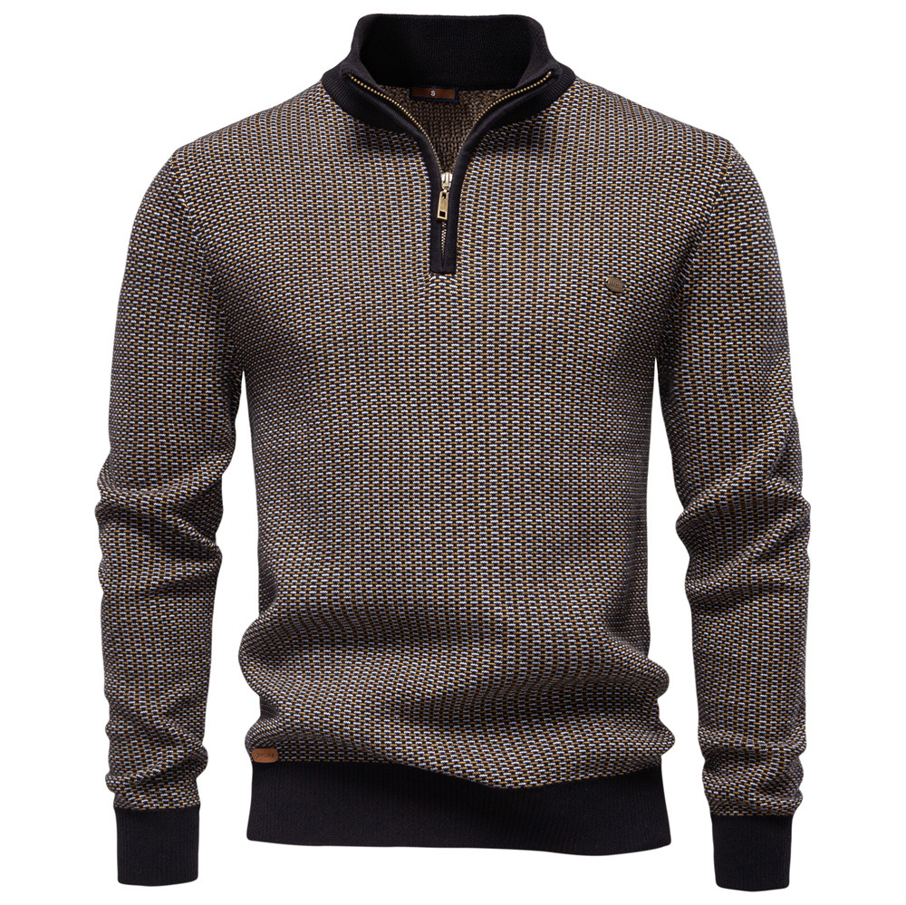 Men’s Cotton Half-Zip Mock Neck Sweater