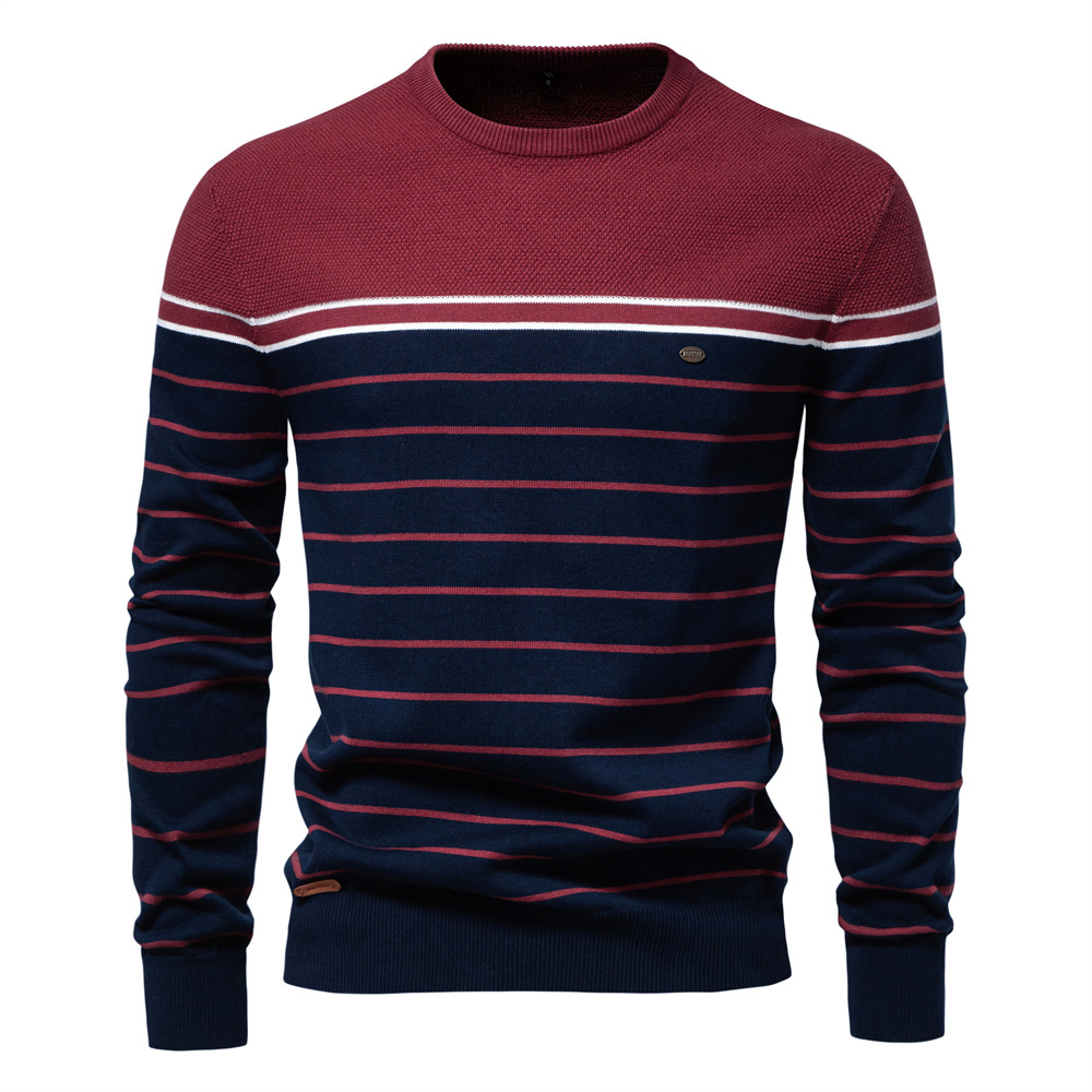 Men's Color Block Striped Knit Sweater