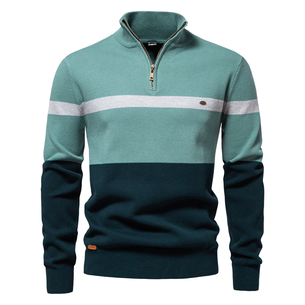 Men's Half-Zip Stand Collar Knit Sweater
