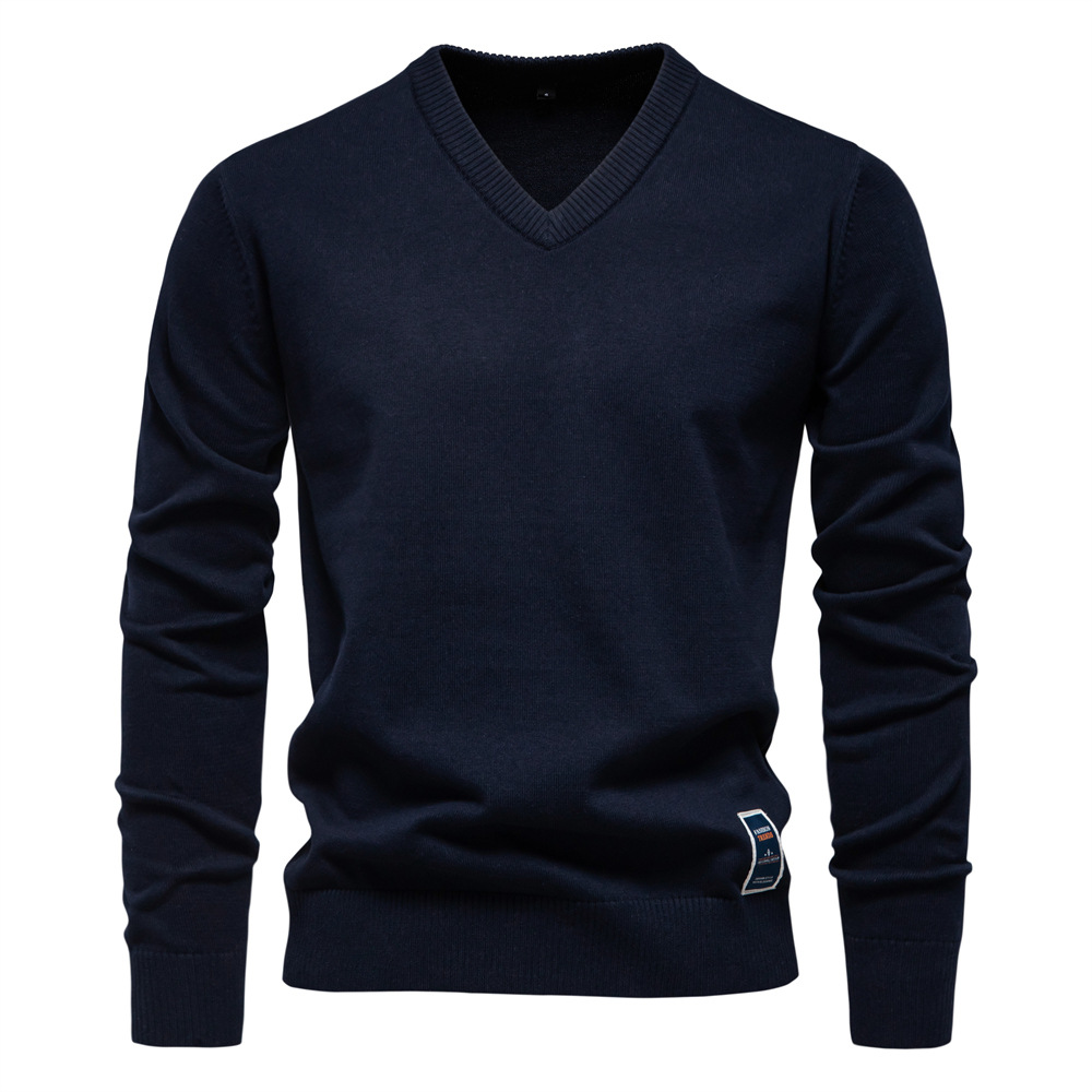 Men's Stretch Comfort V-Neck Cotton Sweater