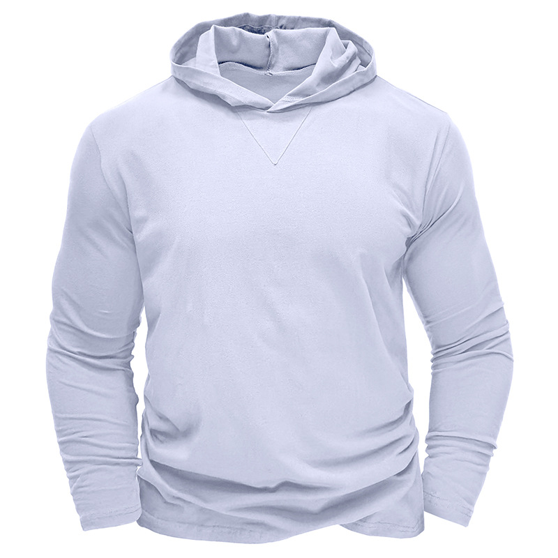 Men's Cotton Solid Color Long Sleeve Pullover Hoodie