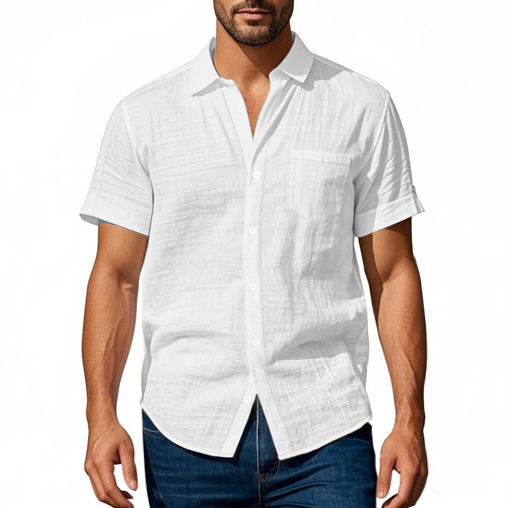 Men's Washed Linen Short Sleeve Shirt