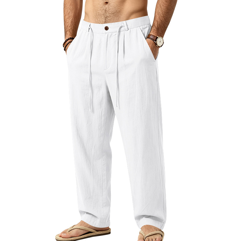 Men's Sand-Washed Linen Drawstring Pants