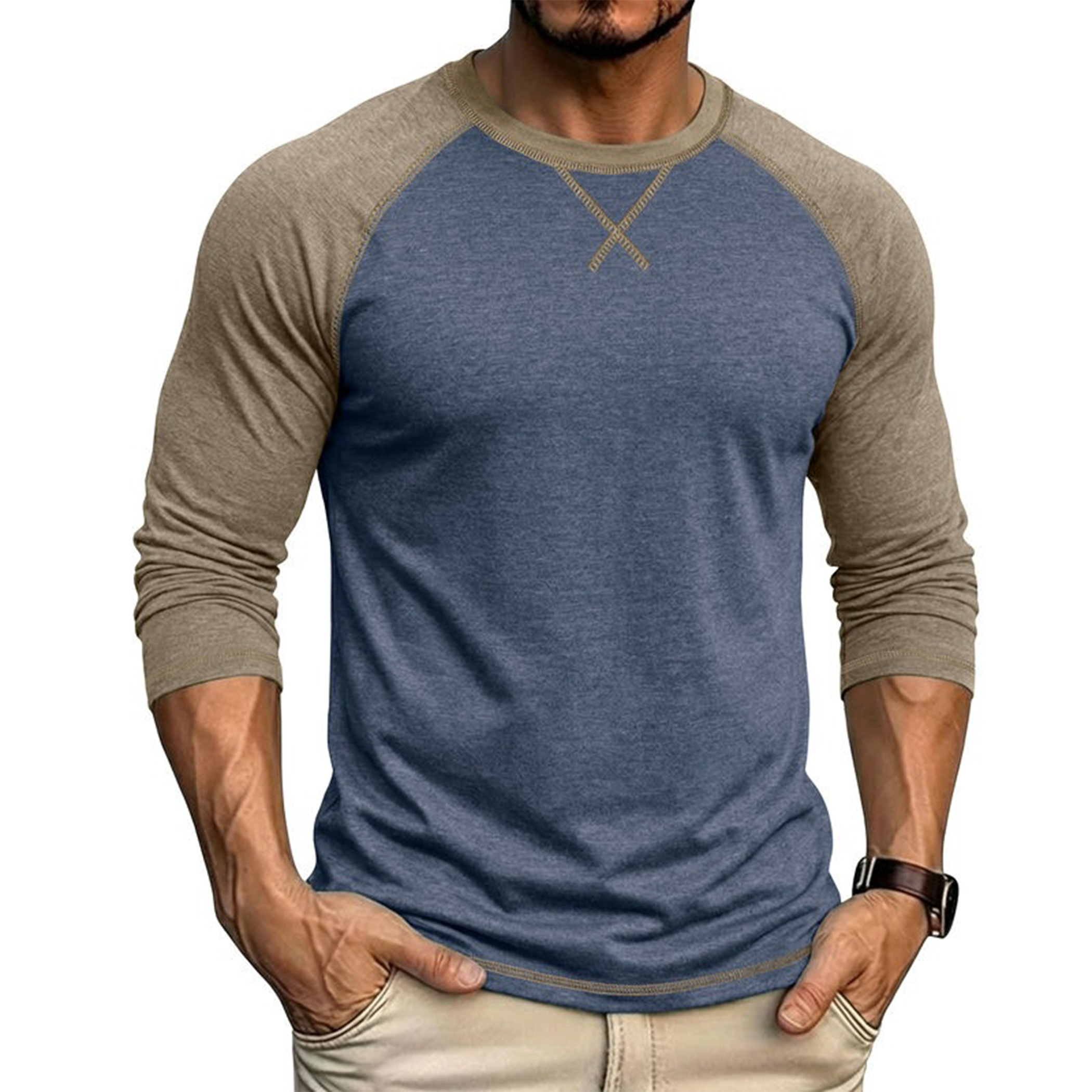 Men's Contrast Raglan Long Sleeve T-Shirt