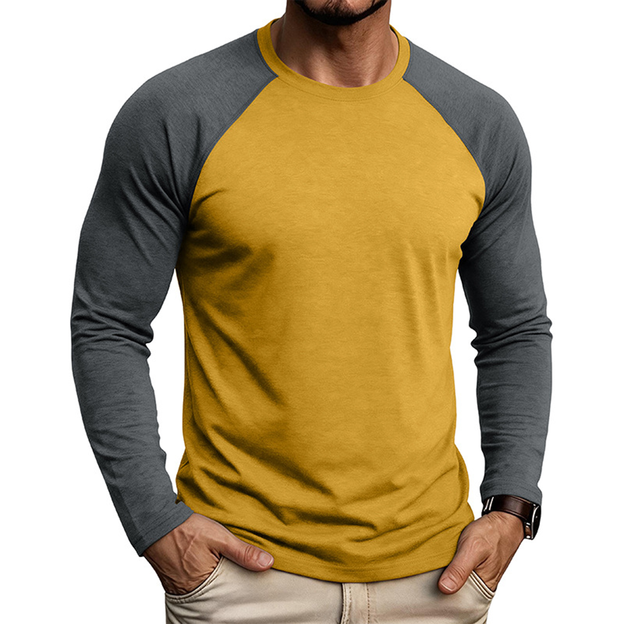 Men's Colorblock Raglan Long Sleeve T-Shirt