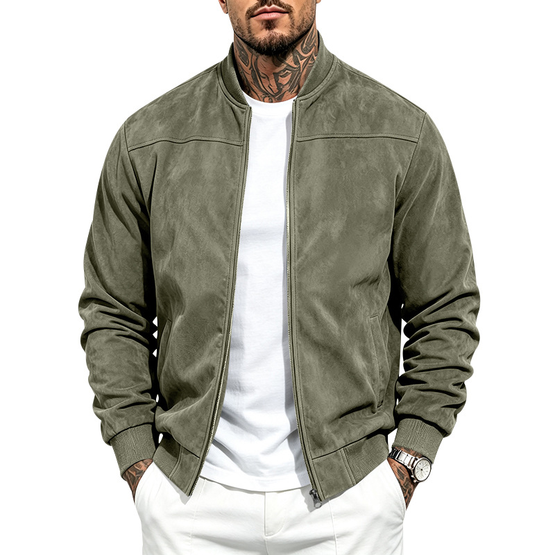 Men's Suede-Look Bomber Jacket