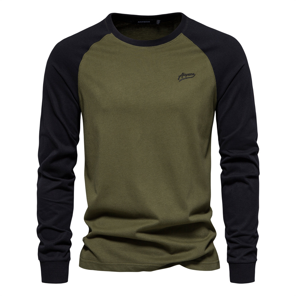 Men's Casual Long Sleeve Basic Stitching T-Shirt