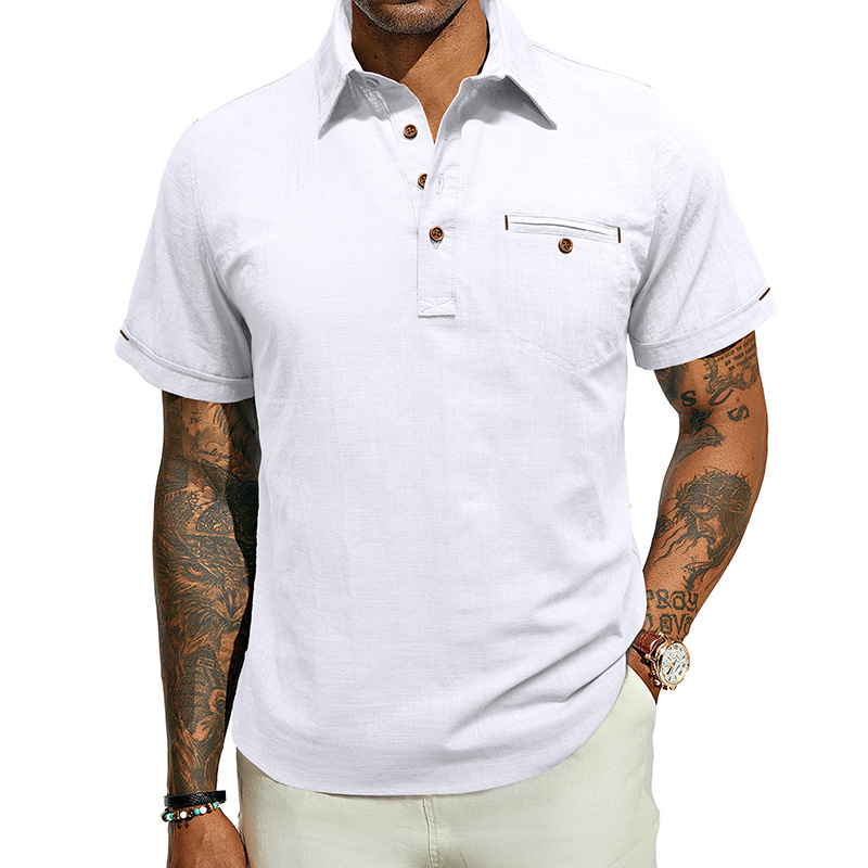 Men's Cotton Linen Short Sleeve Shirt