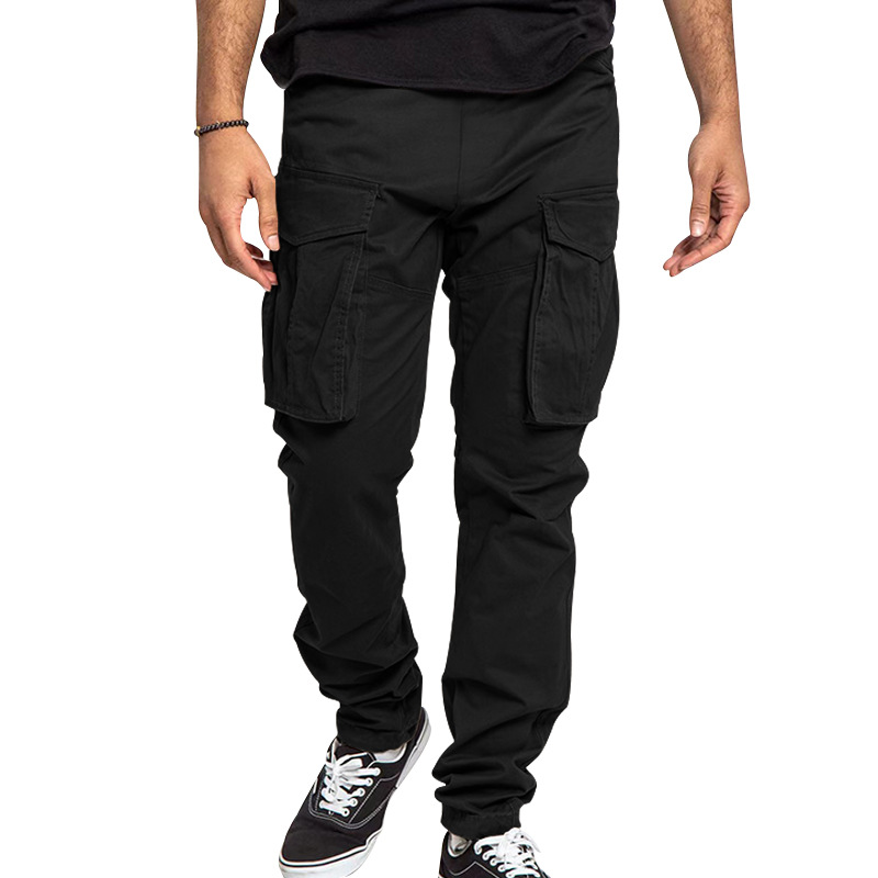 Spring Summer New Men's Plus Size Cargo Pants - Solid Color Multi-Pocket Casual Long Pants