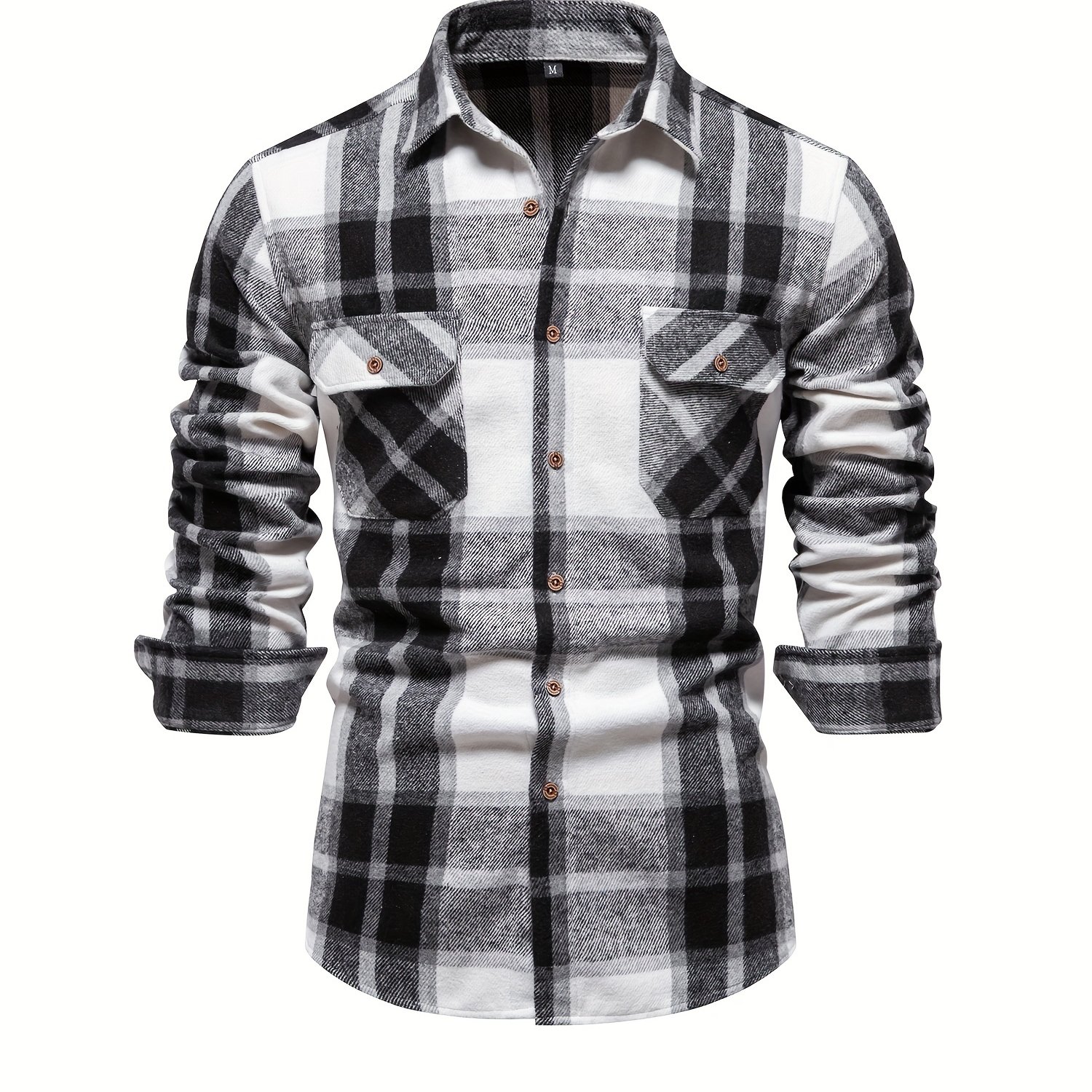 Men's Casual Stylish Plaid Long Sleeve Lapel Shirt
