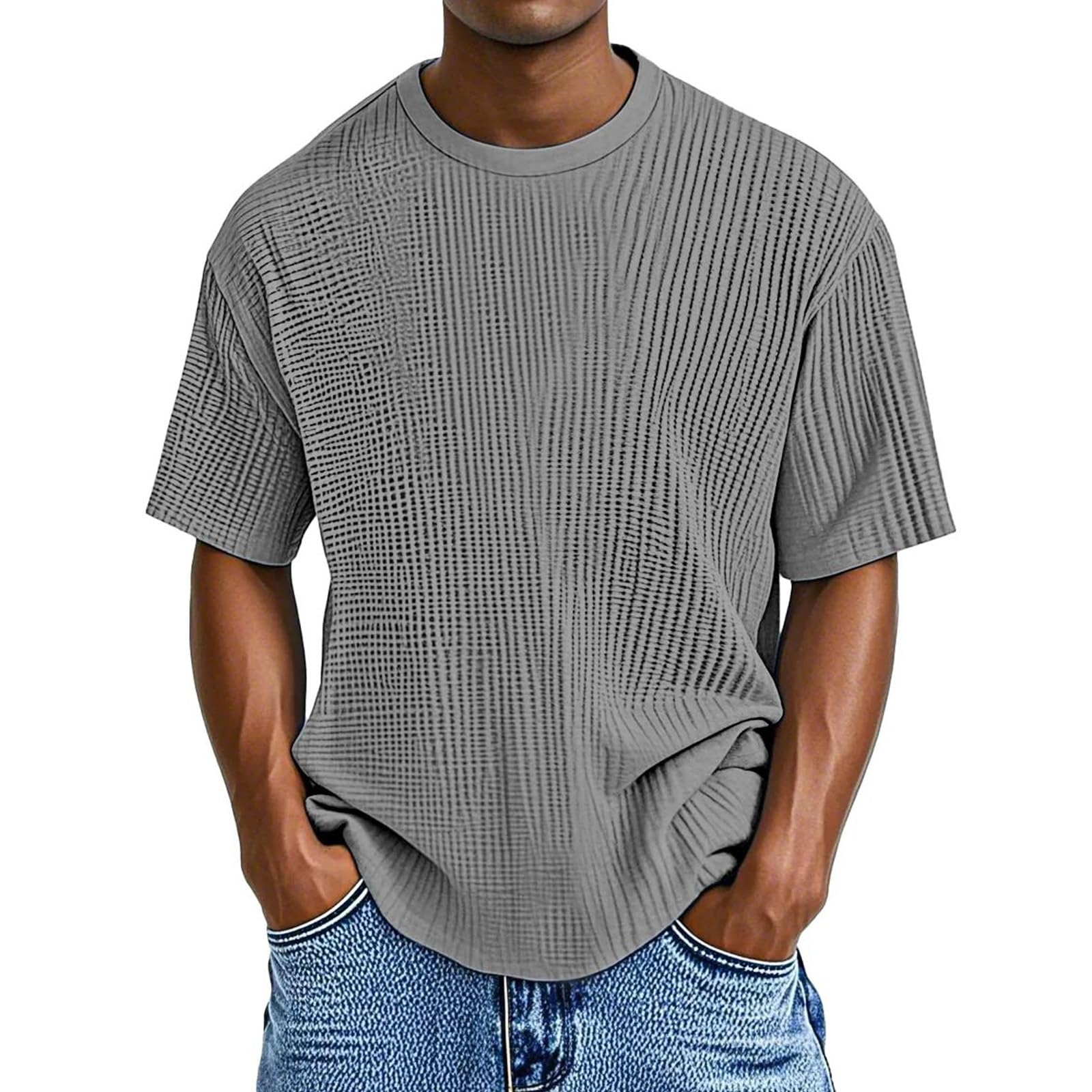 Men's Waffle Knit Short Sleeve Crew Neck T-Shirt