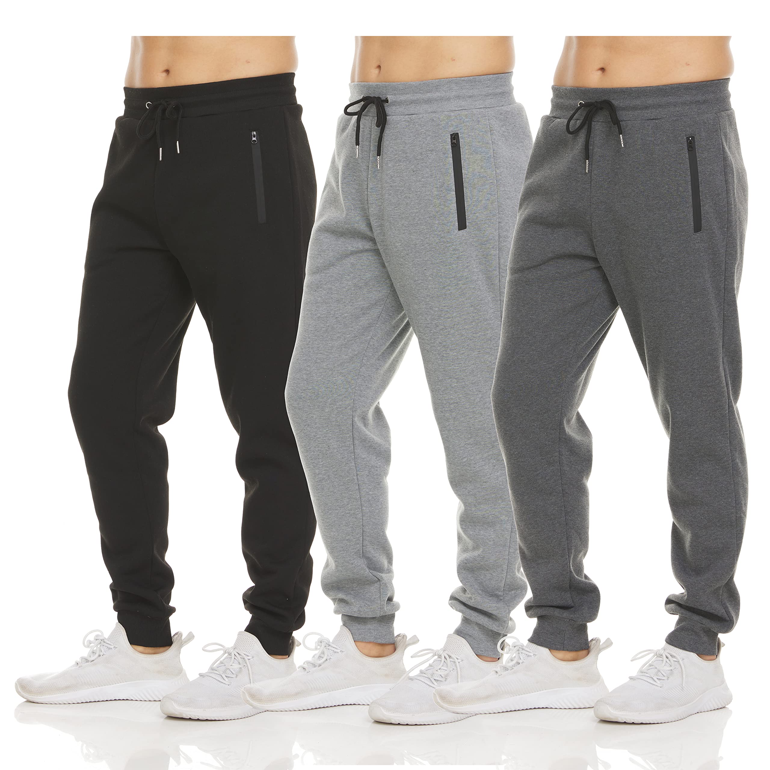 Mens Drawstring Fleece Sweatpants with Zipper Pocket
