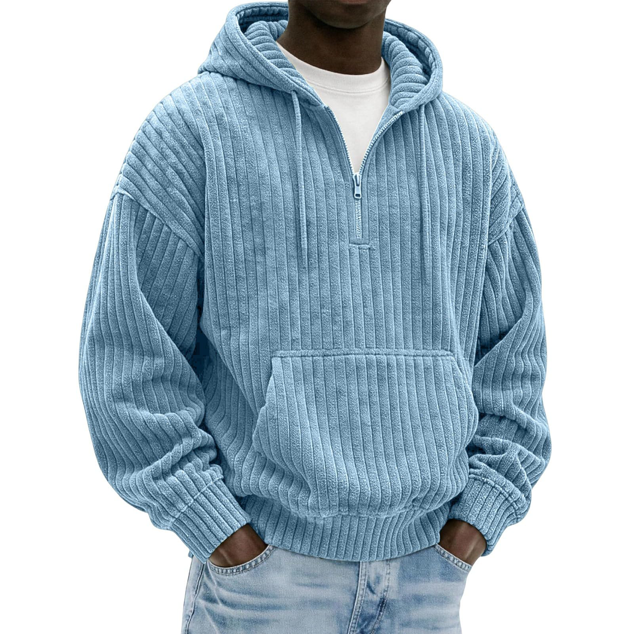 Men's Ribbed Corduroy Quarter-Zip Hoodie