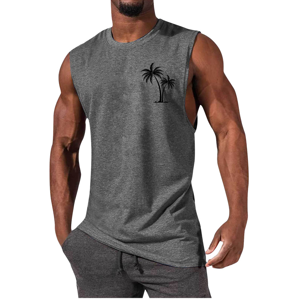 Men's Coconut Tree Print Muscle Leisure Sports Vest