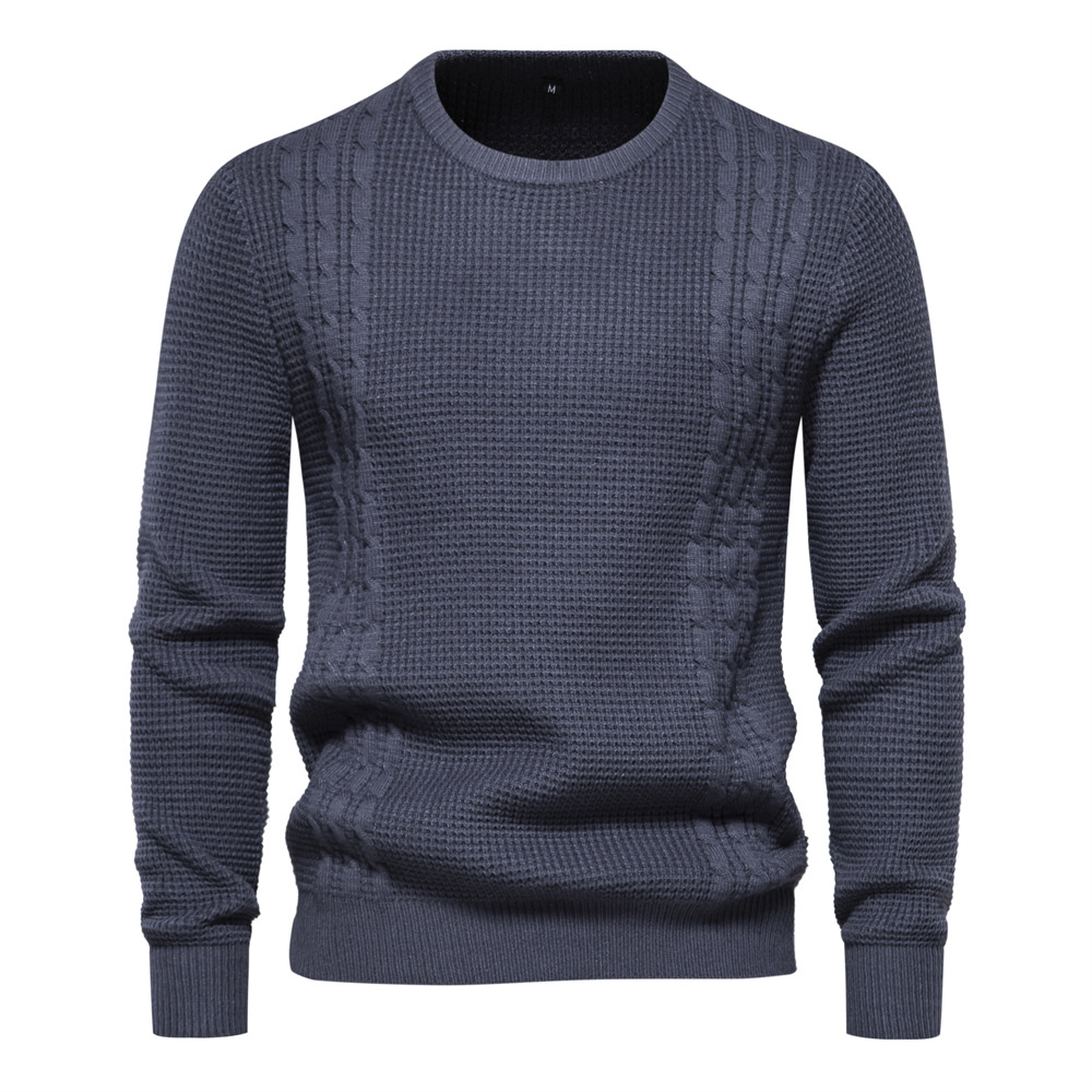 Men's Casual Warm Slightly Stretch Crew Neck Pullover Sweater